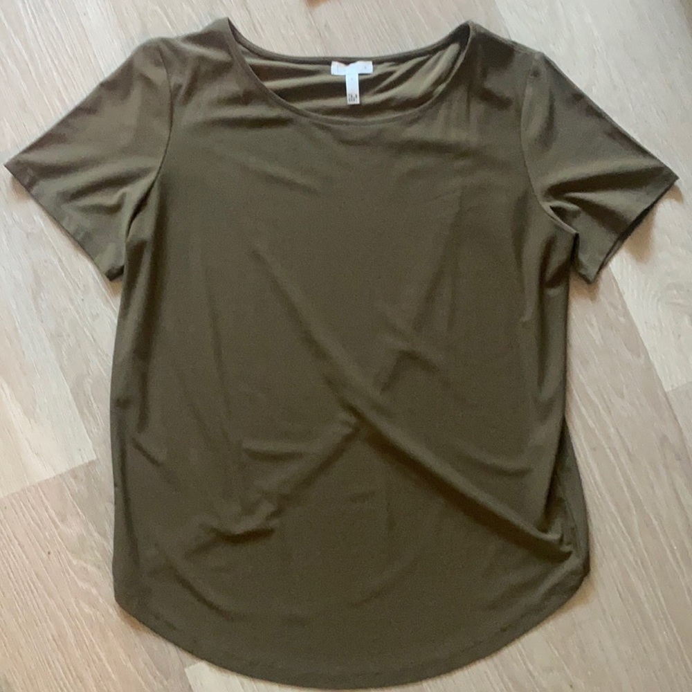 Leith Tulip Back Olive Green Short Sleeve Shirt